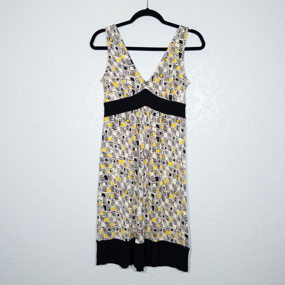 Diane Von Furstenberg Black & Yellow Ophelia Silk Mini Dress Size 4